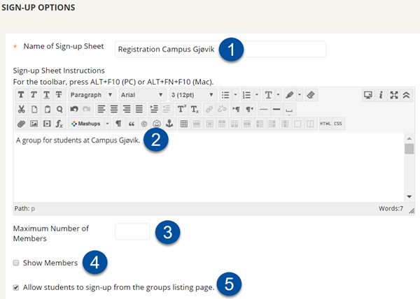 Sign-up sheet