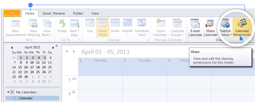 Outlook calendar permissions