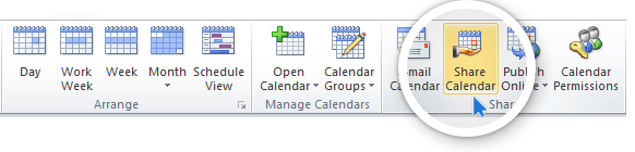 Share calender button