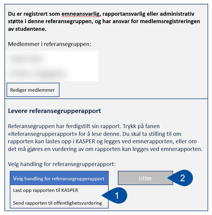 Screenshot showing the option to choose for publishing the report, also shows where to submit