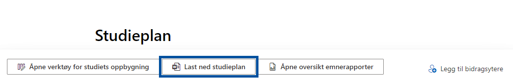  Screen shot of different buttons where "Download study plan" is marked with blue.