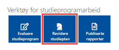Image shows the tile "Revidere studieplan" (Revise study plan) highlighted in red.