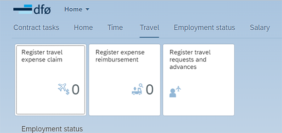  screenshot of the register travel advance button in the self service portal