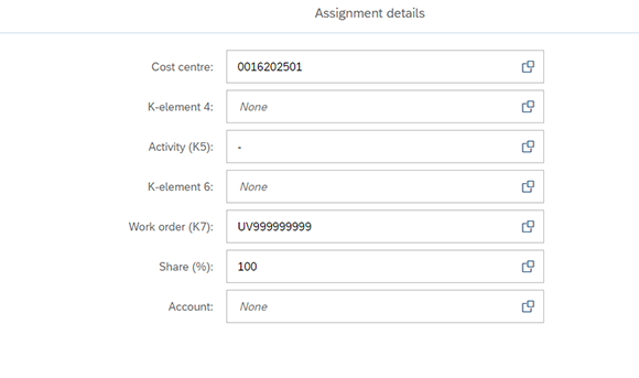 screenshot showing cost allocation