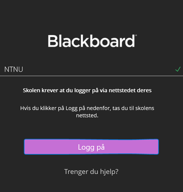 Logg på Blackboard Appen