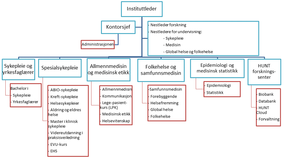 Organisasjonskart som viser ledelsesstruktur ved ISM juni 2021