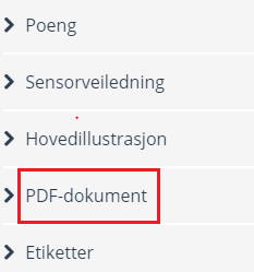 Meny som viser hvordan velge PDF