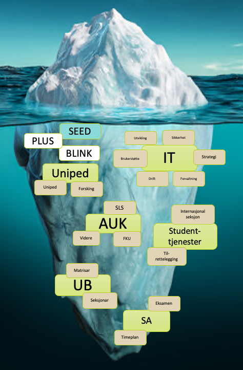  Eit isfjell som visar kompleksiteten I NTNU sitt støttesystem