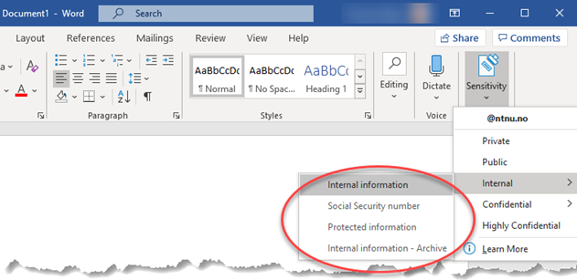 Classification of files and documents - Kunnskapsbasen - NTNU