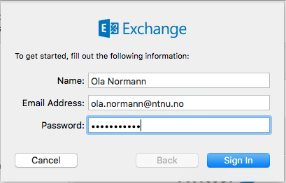 Sett opp ansatt e-postkonto i OS X - Kunnskapsbasen - NTNU