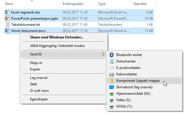 Åpne og pakke zip-filer - Kunnskapsbasen - NTNU